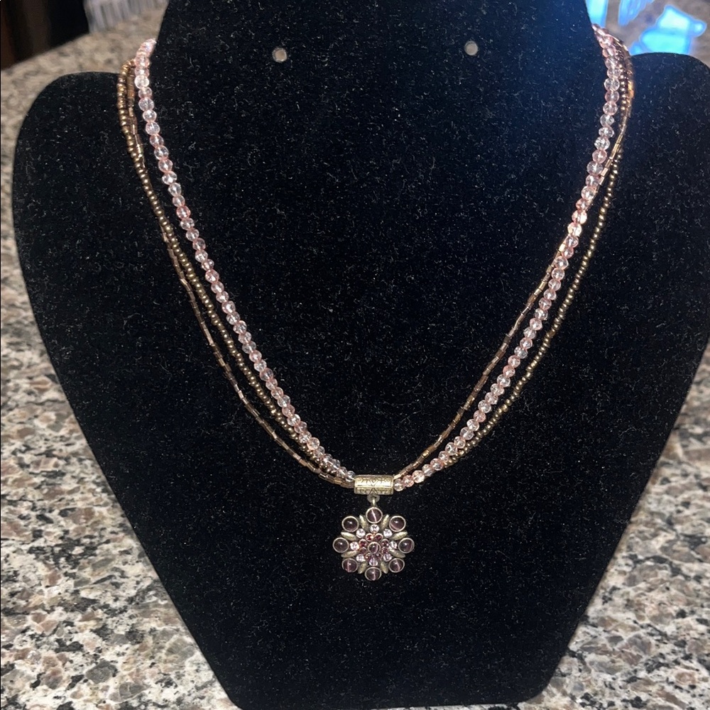 Elegant Antique Gold and Purple Beaded Necklace